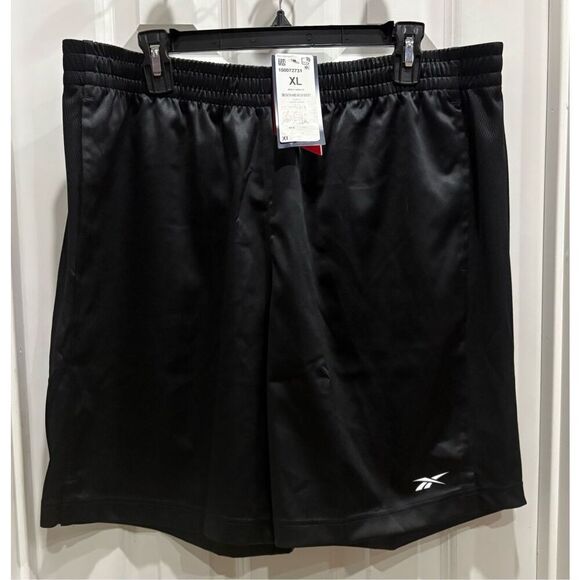 REEBOK - NWT MEN's Sz XL Classic Basketball Satin & Mesh Black Athletic Shorts - Picture 2 of 14